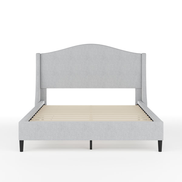 Martha Stewart Amelia Upholstered Platform Bed With Curved Headboard ...